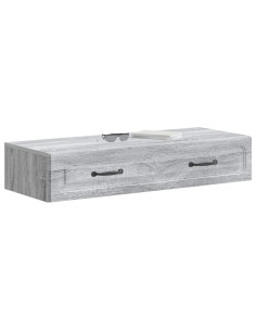 Tavolino da Parete Laterale Grigio Sonoma 87,5 x 34,5 x 17 cm 2