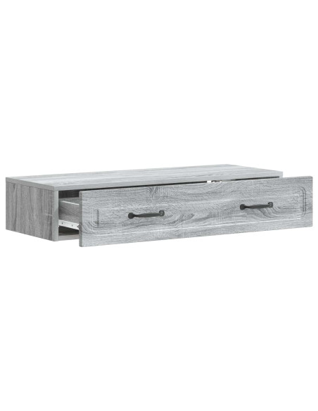 Tavolino da Parete Laterale Grigio Sonoma 87,5 x 34,5 x 17 cm
