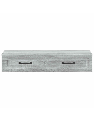 Tavolino da Parete Laterale Grigio Sonoma 87,5 x 34,5 x 17 cm