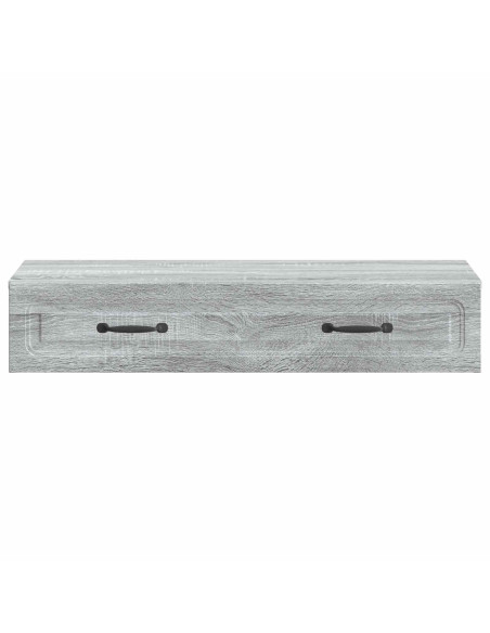 Tavolino da Parete Laterale Grigio Sonoma 87,5 x 34,5 x 17 cm