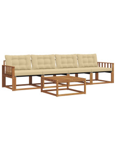 Set di divani da esterno con cuscino 5 pcs Naturale e Beige 2