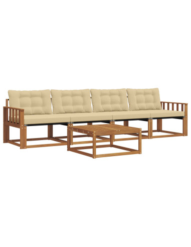 Set di divani da esterno con cuscino 5 pcs Naturale e Beige