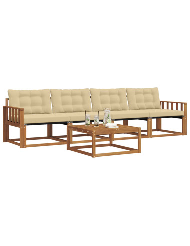 Set di divani da esterno con cuscino 5 pcs Naturale e Beige