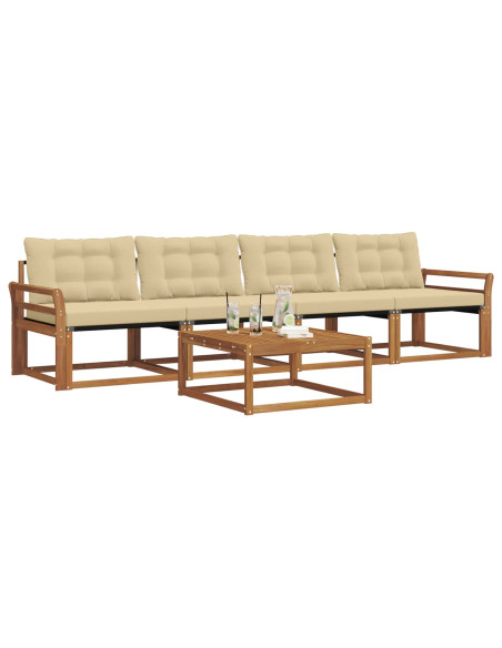 Set di divani da esterno con cuscino 5 pcs Naturale e Beige