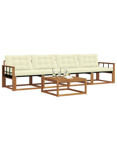 Set di divani da esterno con cuscino 5 pcs Naturale e Crema