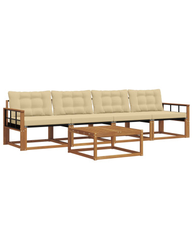 Set di divani da esterno con cuscino 5 pcs Naturale e Beige