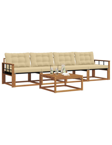 Set di divani da esterno con cuscino 5 pcs Naturale e Beige