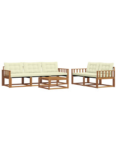 Set di divani da esterno con cuscino 6 pcs Naturale e Crema 2