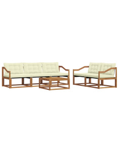 Set di divani da esterno con cuscino 6 pcs Naturale e Crema 2