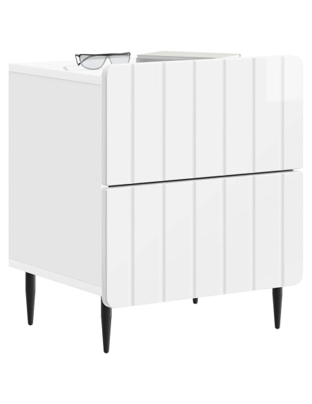 Armadio da Notte 2 pcs Bianco Lucido 43 x 34,5 x 49,5 cm