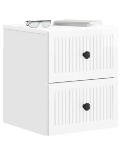 Mobiletto da notte a muro Bianco Lucido 33 x 34,5 x 40 cm 2