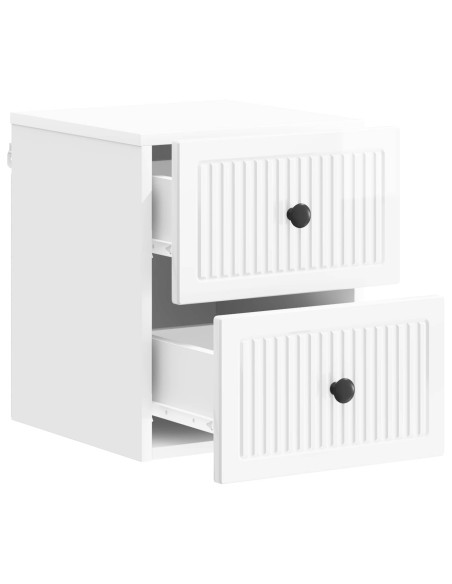 Mobiletto da notte a muro Bianco Lucido 33 x 34,5 x 40 cm