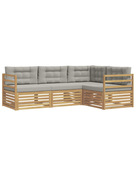 Set di divani da esterno 4 pcs Bianco e Grigio Chiaro