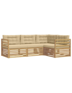 Set di divani da esterno 4 pcs Bianco e Beige 2
