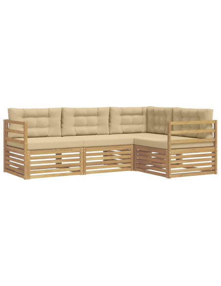 Set di divani da esterno 4 pcs Bianco e Beige
