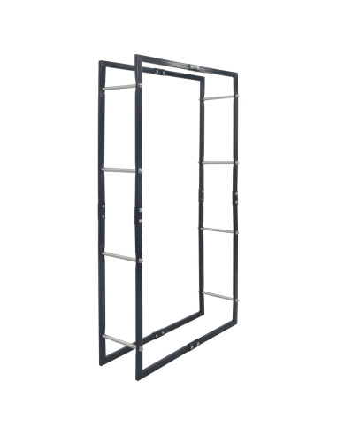 Rastrelliera per Legna da Ardere Nera 80x25x150 cm in Acciaio
