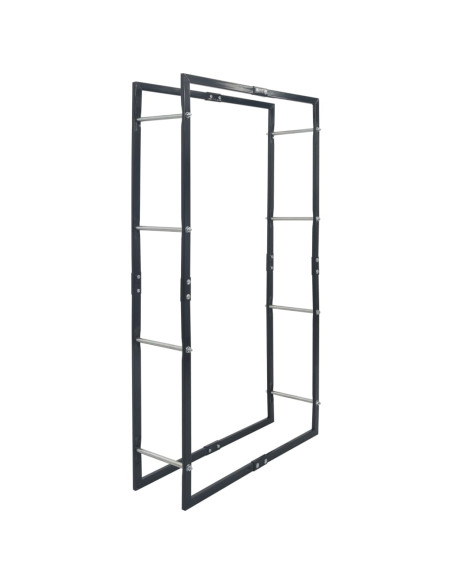 Rastrelliera per Legna da Ardere Nera 80x25x150 cm in Acciaio