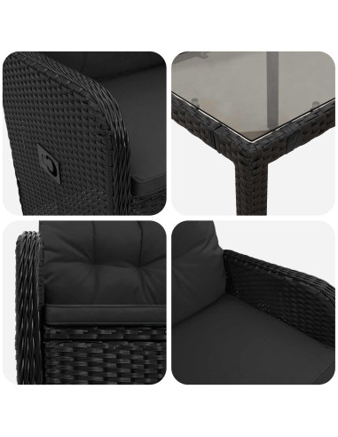 Set da pranzo per esterni con cuscino 5 pcs