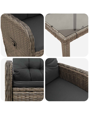 Set da pranzo per esterni con cuscino 9 pcs