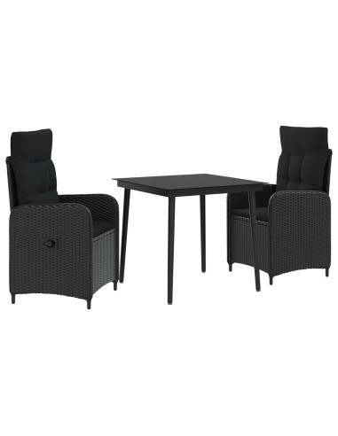 Set Tavolo da Salotto con cuscino con cuscino 3 pcs Nero
