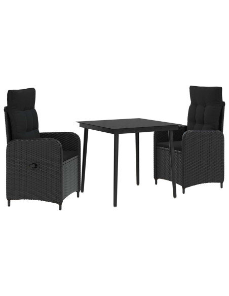 Set Tavolo da Salotto con cuscino con cuscino 3 pcs Nero