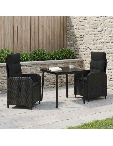 Set Tavolo da Salotto con cuscino con cuscino 3 pcs Nero