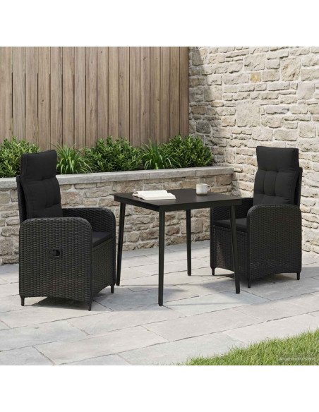Set Tavolo da Salotto con cuscino con cuscino 3 pcs Nero
