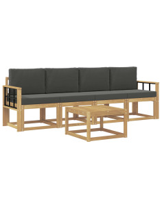 Set di divani da esterno con cuscino 5 pcs Bianco e Antracite 2