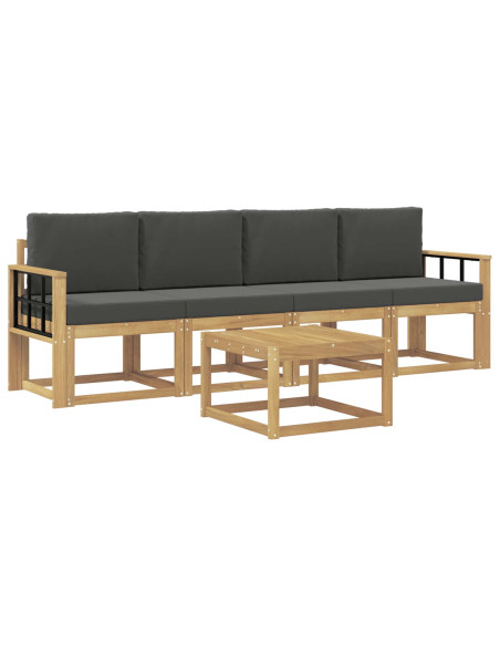 Set di divani da esterno con cuscino 5 pcs Bianco e Antracite