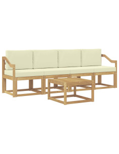 Set di divani da esterno con cuscino 5 pcs Bianco e Crema 2