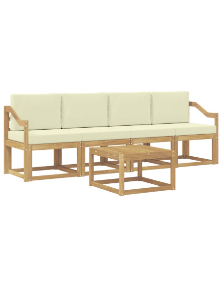 Set di divani da esterno con cuscino 5 pcs Bianco e Crema