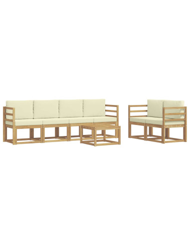 Set di divani da esterno con cuscino 7 pcs Bianco e Crema