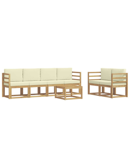Set di divani da esterno con cuscino 7 pcs Bianco e Crema