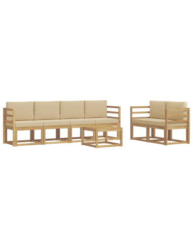 Set di divani da esterno con cuscino 7 pcs Bianco e Beige