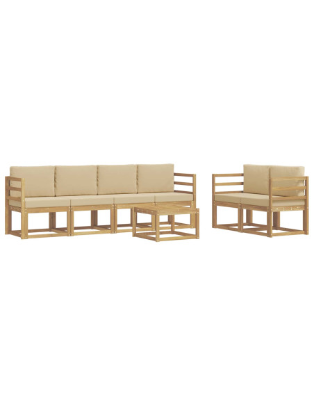 Set di divani da esterno con cuscino 7 pcs Bianco e Beige