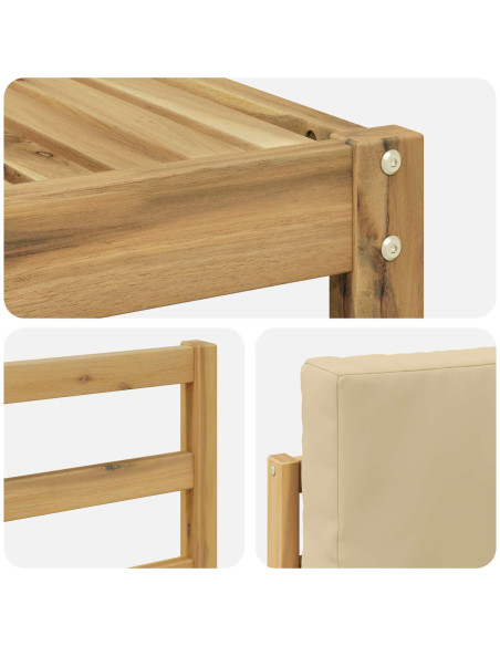 Set di divani da esterno con cuscino 7 pcs Bianco e Beige