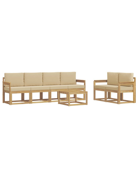 Set di divani da esterno con cuscino 7 pcs Bianco e Beige
