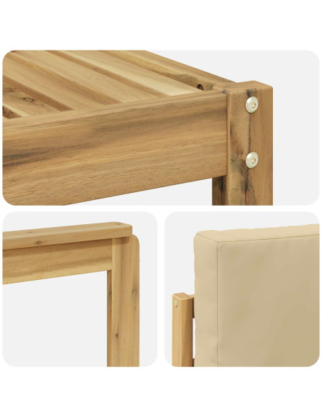 Set di divani da esterno con cuscino 7 pcs Bianco e Beige