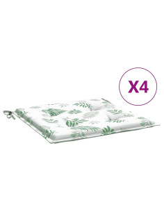 Cuscini per Sedia 4 pz Motivo a Foglie 40x40x4 cm Tessuto 2