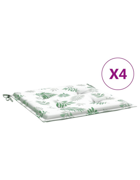 Cuscini per Sedia 4 pz Motivo a Foglie 40x40x4 cm Tessuto