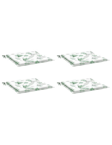 Cuscini per Sedia 4 pz Motivo a Foglie 40x40x4 cm Tessuto