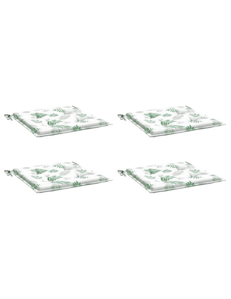Cuscini per Sedia 4 pz Motivo a Foglie 40x40x4 cm Tessuto