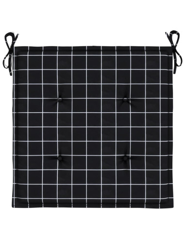 Cuscini per Sedia 42 pz Motivo a Quadri Nero 50x50x4 cm Tessuto