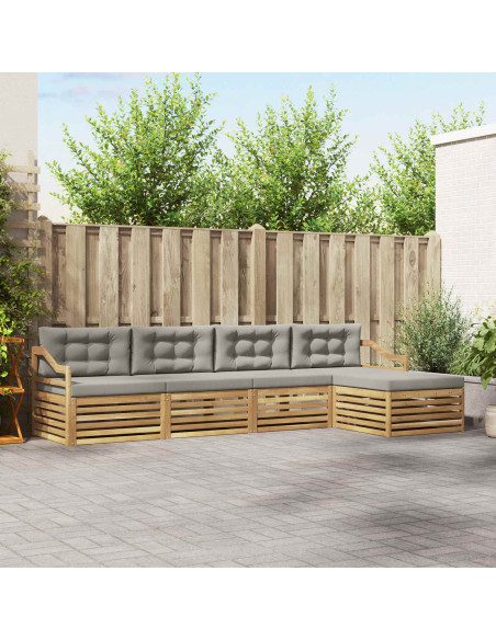 Set di divani da esterno 5 pcs Bianco e Grigio Chiaro