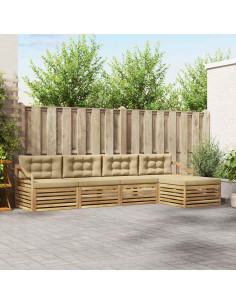 Set di divani da esterno 5 pcs Bianco e Beige Poliestere