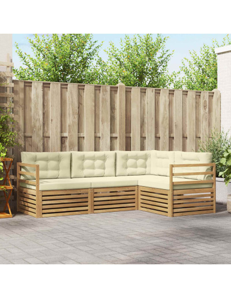 Set di divani da esterno 4 pcs Bianco e Crema
