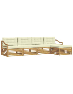 Set di divani da esterno 5 pcs Bianco e Crema Poliestere 2