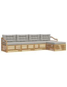 Set di divani da esterno 5 pcs Bianco e Grigio Chiaro 2
