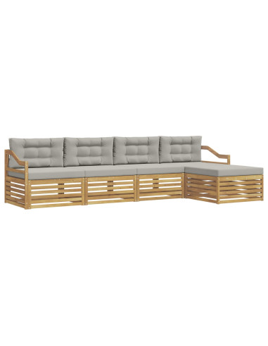 Set di divani da esterno 5 pcs Bianco e Grigio Chiaro