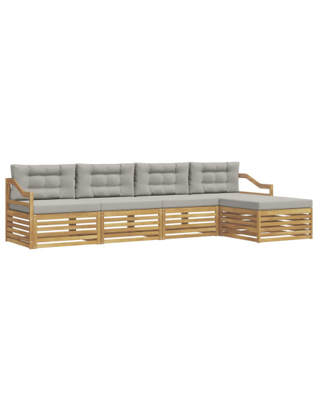 Set di divani da esterno 5 pcs Bianco e Grigio Chiaro